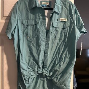 Magellan Outdoors Short Sleeve Button-Down Shirt in Teal